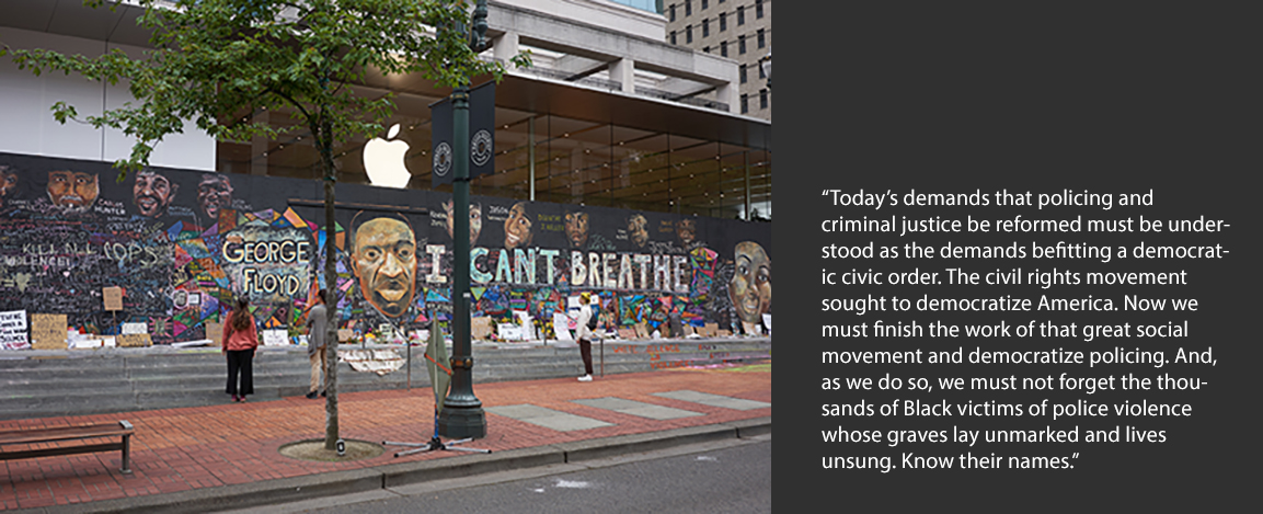 George Floyd Mural along with quote from Melissa Nobles