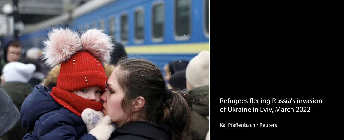 Refugees fleeing Russia's invasion of Ukraine in Lviv, March 2022 Kai Pfaffenbach / Reuters