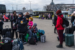 Ukrainians evacuating