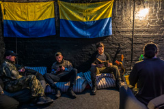 Ukrainian soldiers rest