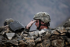 A US soldier in the Pesh valley, Afghanistan, August 2009