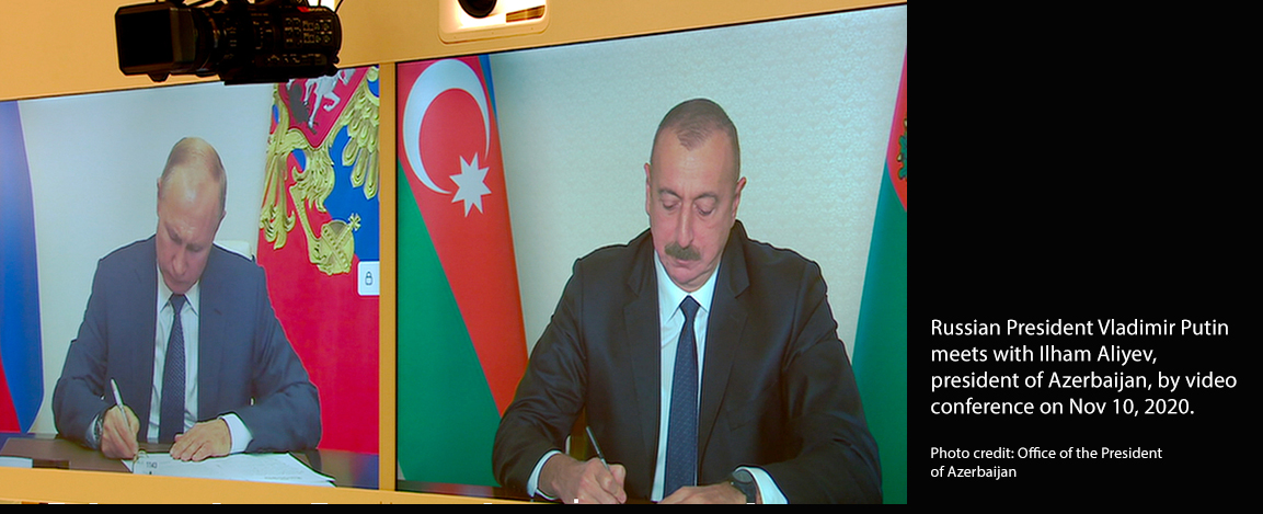 Vladimir Putin videoconference with Ilham Aliyev