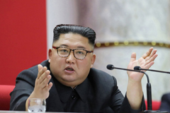 Kim Jong Un at the the 5th Plenary Meeting of the 7th Central Committee of the Workers' Party of Korea in Pyongyang.STR / AFP - Getty Images