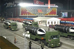 Military equipment is seen during a military parade to commemorate the 8th Congress of the Workers' Party in Pyongyang, North Korea, Jan. 14, 2021 in this photo supplied by North Korea's Central News Agency (KCNA).