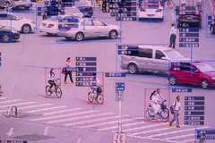 SenseVideo pedestrian and vehicle recognition system at the company's showroom in Beijing on June 15, 2018.Gilles Sabrie / Bloomberg via Getty Images file