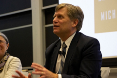 Michael McFaul, former U.S. Ambassador to Russia, discusses U.S.-Russia relations at MIT’s Starr Forum, Thursday, March 14, 2019.  Image: Laura Kerwin/MIT Center for International Studies