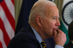 President Joe Biden and US secretary of state Antony Blinken participate in a virtual meeting with leaders of Quadrilateral Security Dialogue countries on 12 March 2021