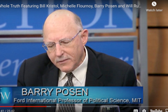 Screenshot of Barry Posen being interviewed on tv show