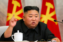 North Korean leader Kim Jong Un speaks during a meeting of the Seventh Central Military Commission of the Workers' Party of Korea in this photo provided Sunday by the North Korean government. (AP)