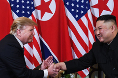 US President Donald Trump and North Korean leader Kim Jong-un shake hands following a meeting in Hanoi, Vietnam, on February 27, 2019. Since then, North Korea has undertaken missile tests and Trump has voiced confidence that Kim will not “break his promise”. Photo: AFPUS President Donald Trump and North Korean leader Kim Jong-un shake hands following a meeting in Hanoi, Vietnam, on February 27, 2019. Since then, North Korea has undertaken missile tests and Trump has voiced confidence that Kim will not “brea