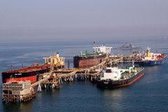 Tankers at the Iraqi Al Basra Oil Terminal in the Northern Arabian Gulf .