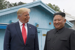 President Donald Trump meets with North Korean leader Kim Jong Un at the border village of Panmunjom in the Demilitarized Zone. 