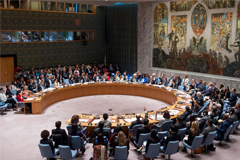 Delegates in the Security Council Chamber before the start of an all-day open debate on women, peace and security to review implementation of resolution 1325, the first resolution of the Council to address the disproportionate and unique impact of armed conflict on women. UN Photo/Cia Pak