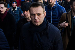 A 2017 photo Navalny with protestors in Moscow